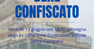MARANO. Venerdì 13 giugno il sindaco Morra consegnerà le chiavi defli ex Uffici Sime Costruzioni (bene confiscato) all’Ente Idrico Campano: ospiterà la sede del Distretto Napoli Nord